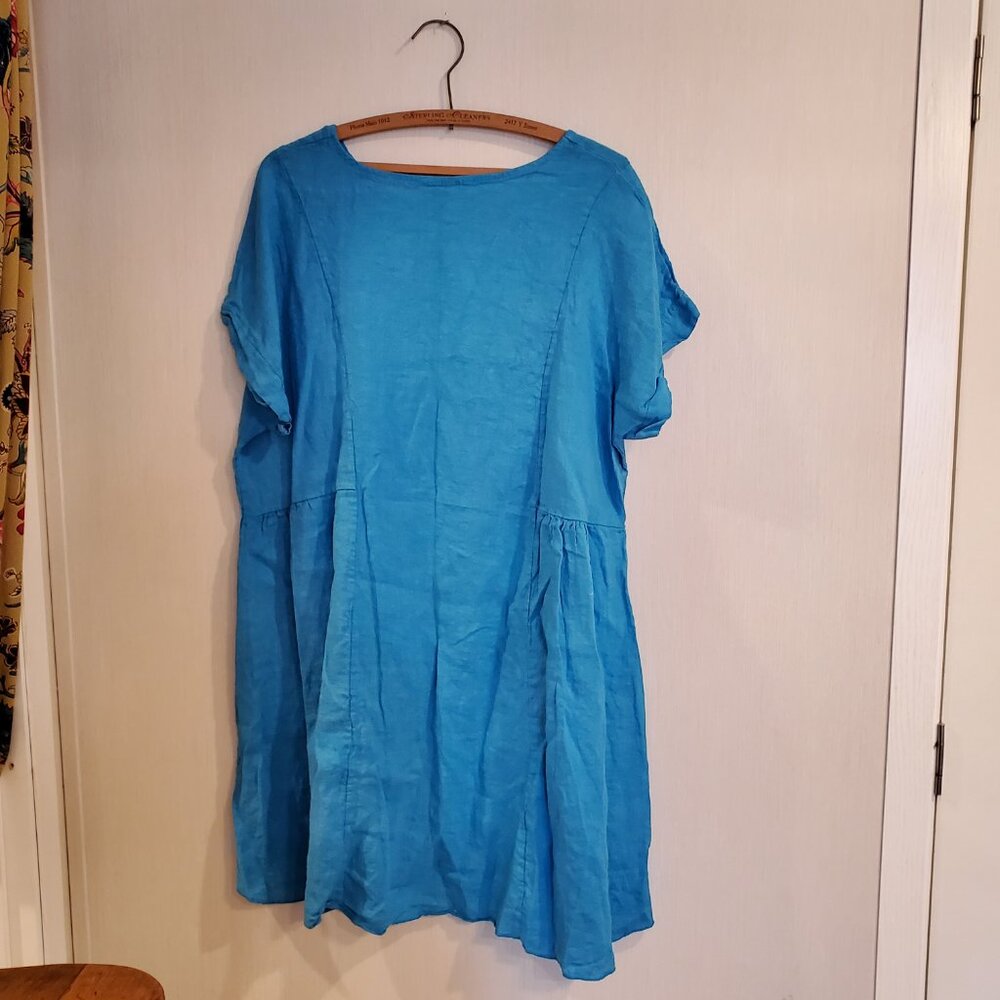 Bella Amore Large/XL Blue Linen Tunic Made in Italy - Picture 3 of 7